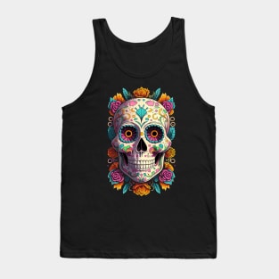 Dia De Los Muertos, Retro Sugar Skull Design Tank Top